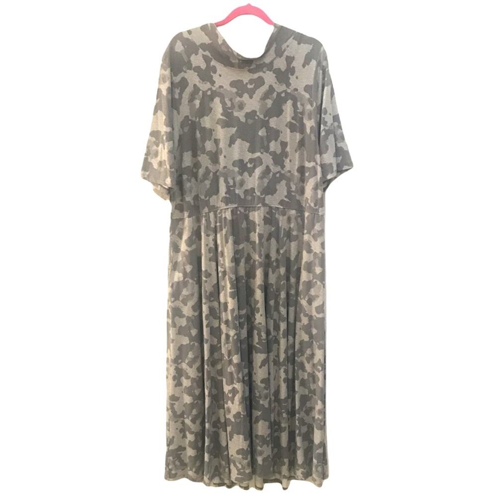Wayward Fancies eShakti Custom Grey Camo Maxi Dress with Low Back Keyhole Tie 2X